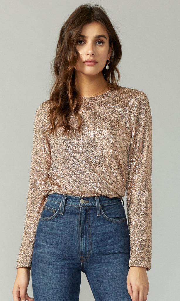 women's long sleeve sequin blouse