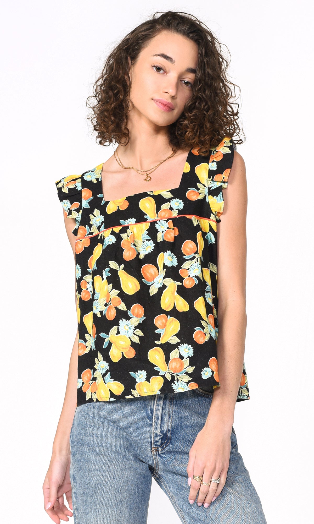 Gia Ecovero Fruit Tropics Square Neck Top