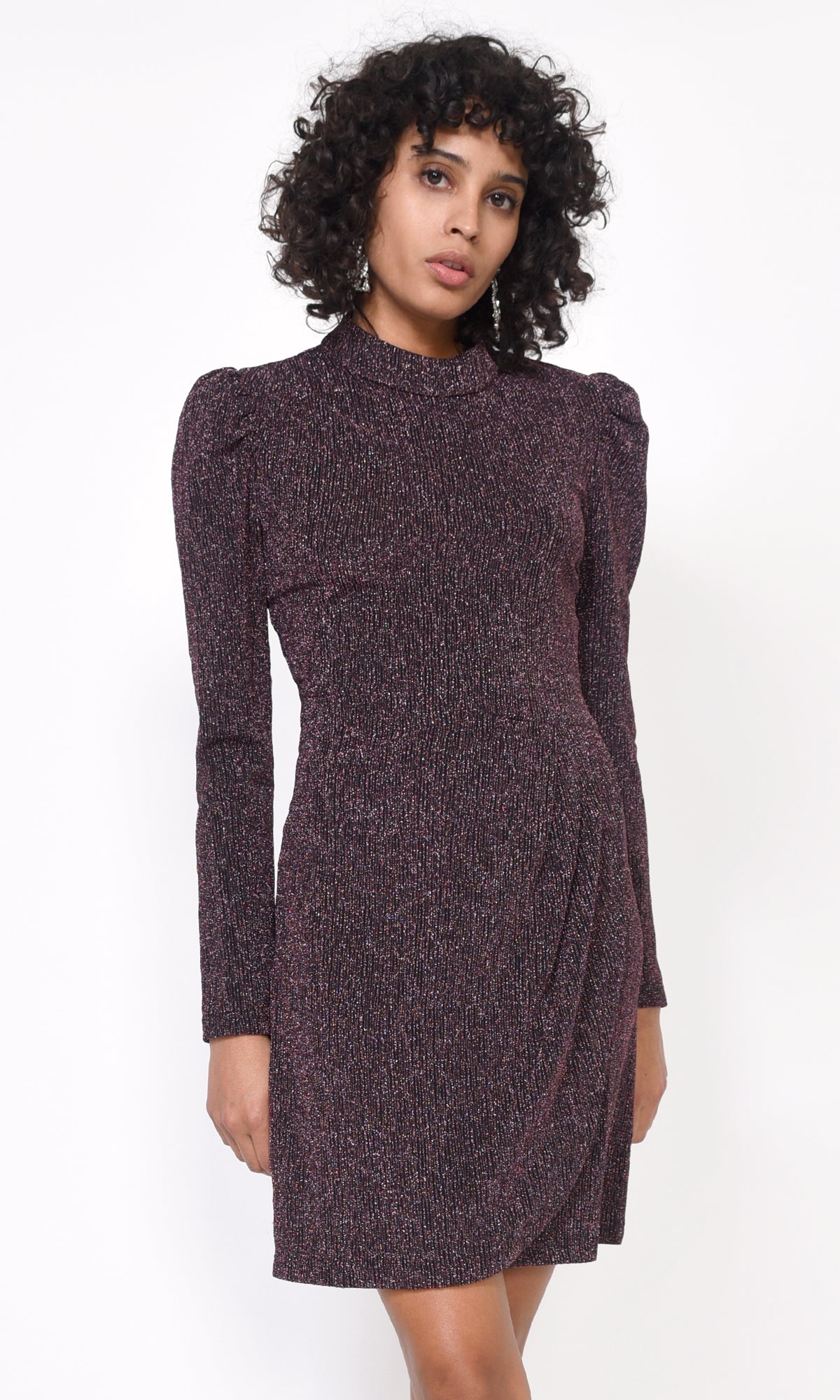 Jackie Metallic Knit Mock Neck Dress G109D3934