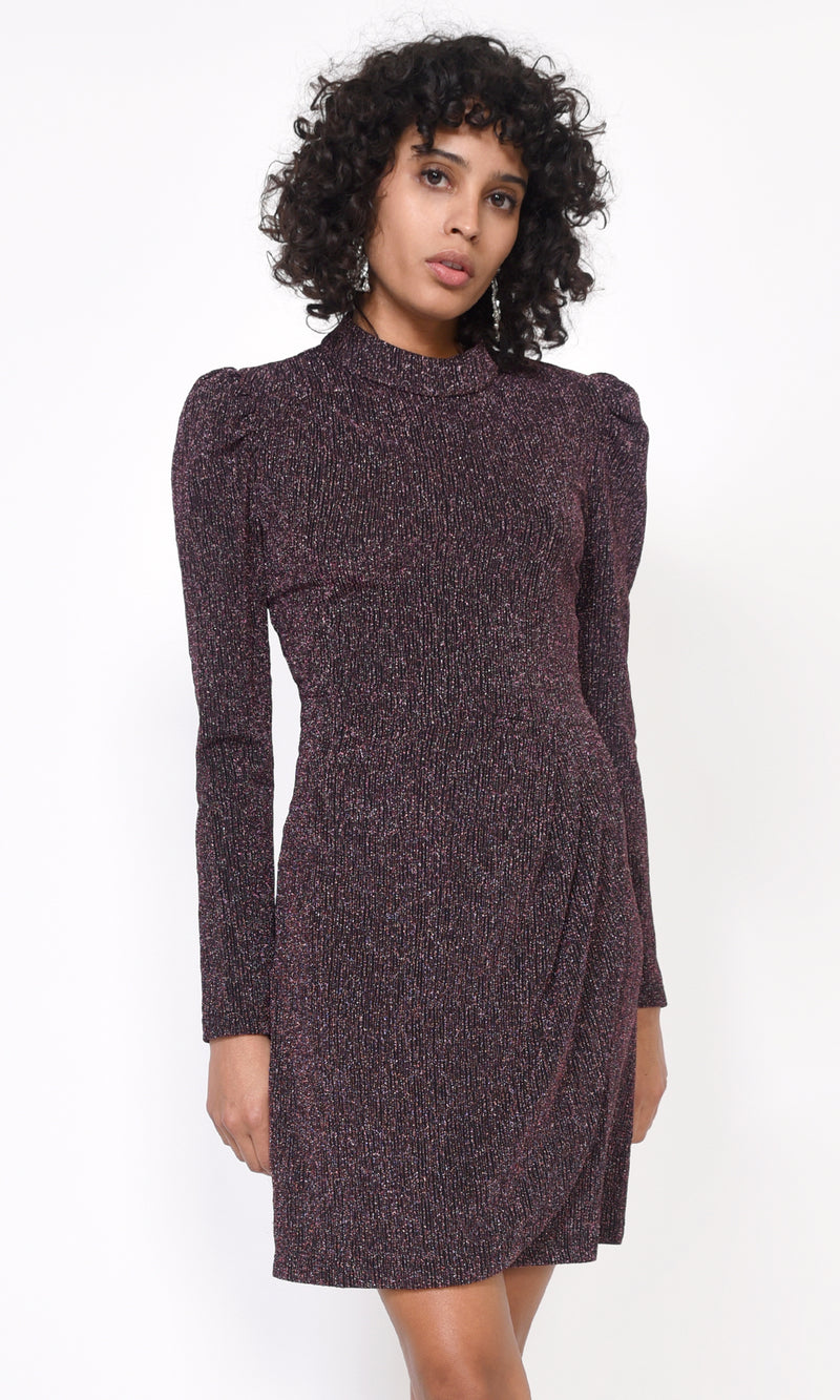 Jackie Metallic Knit Mock Neck Dress G109D3934