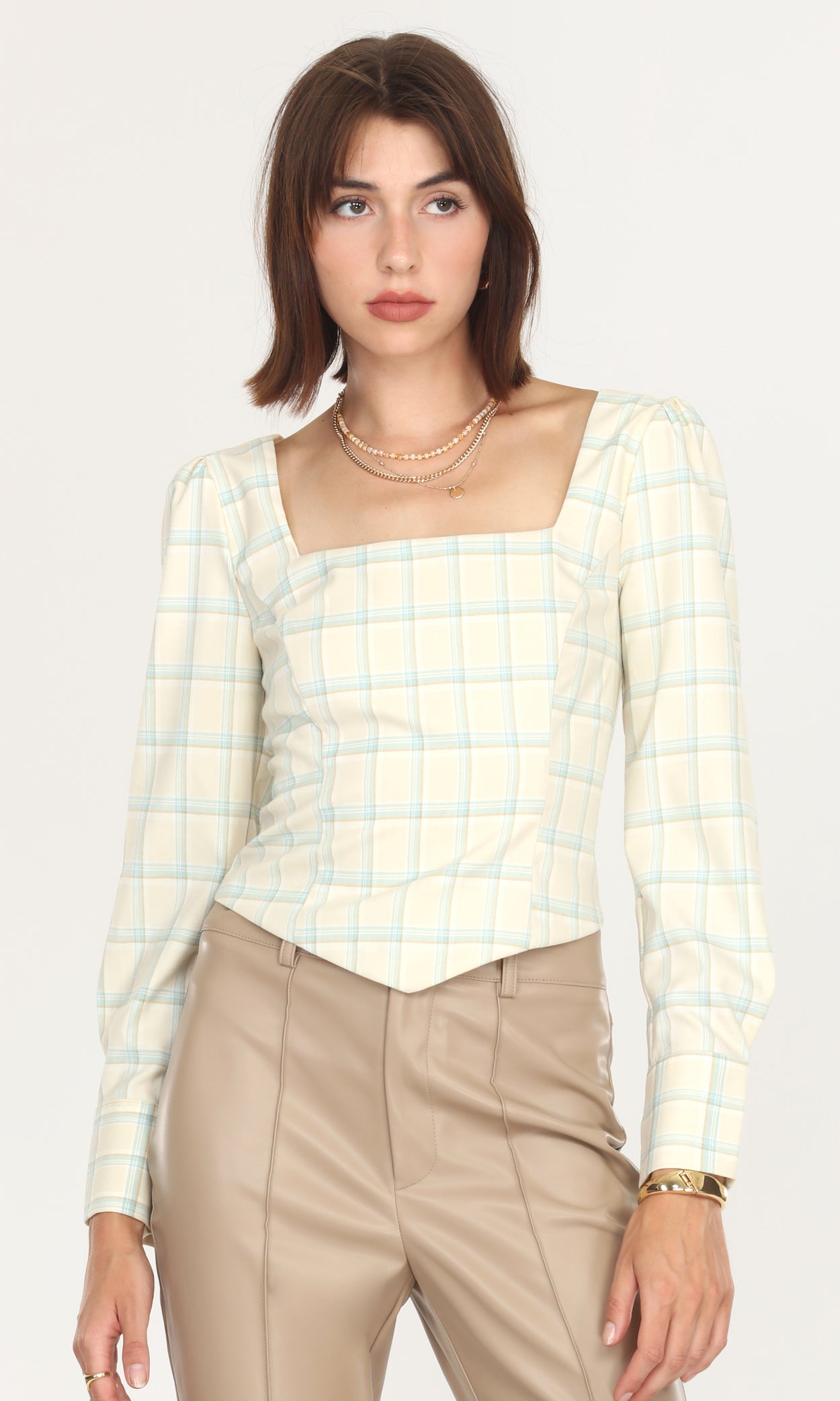 Melina Bustier Pointed Long Sleeve Top