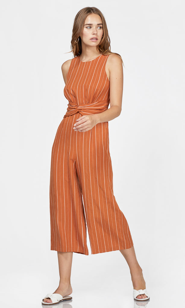 Peyton Pinstripe Knot Waist Jumpsuit