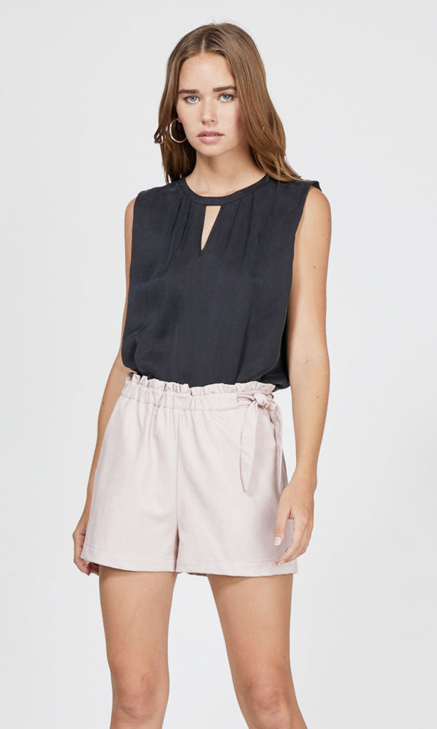 black cut-out sleeveless top