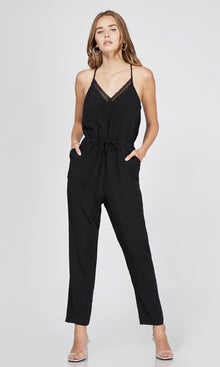 black lace trim jumpsuit