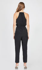 women's black lace trim cami jumpsuit