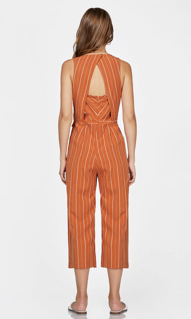 orange sleeveless jumpsuit